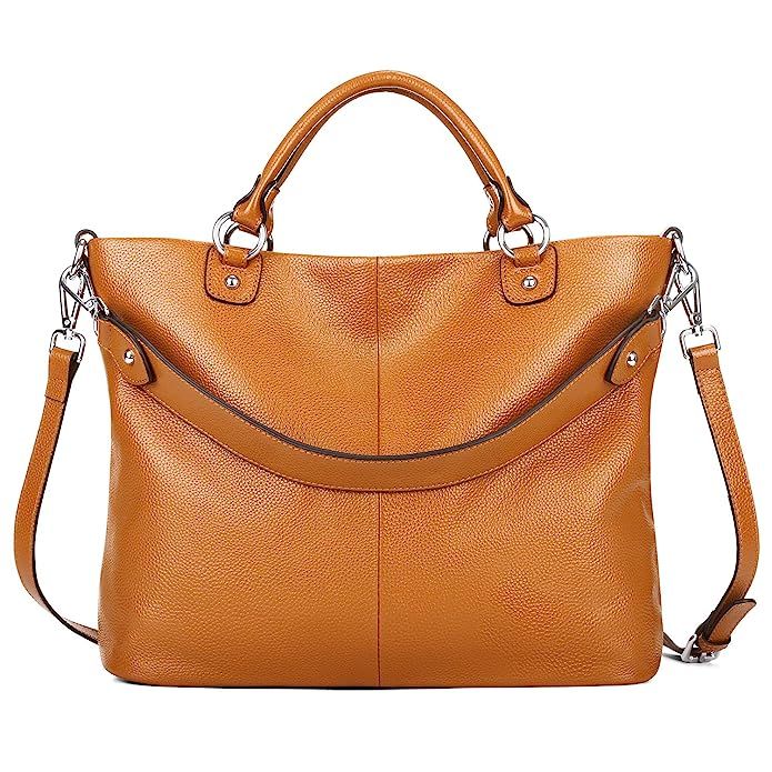 Kattee Women's Soft Leather 3-Way Satchel Tote Handbag | Amazon (US)