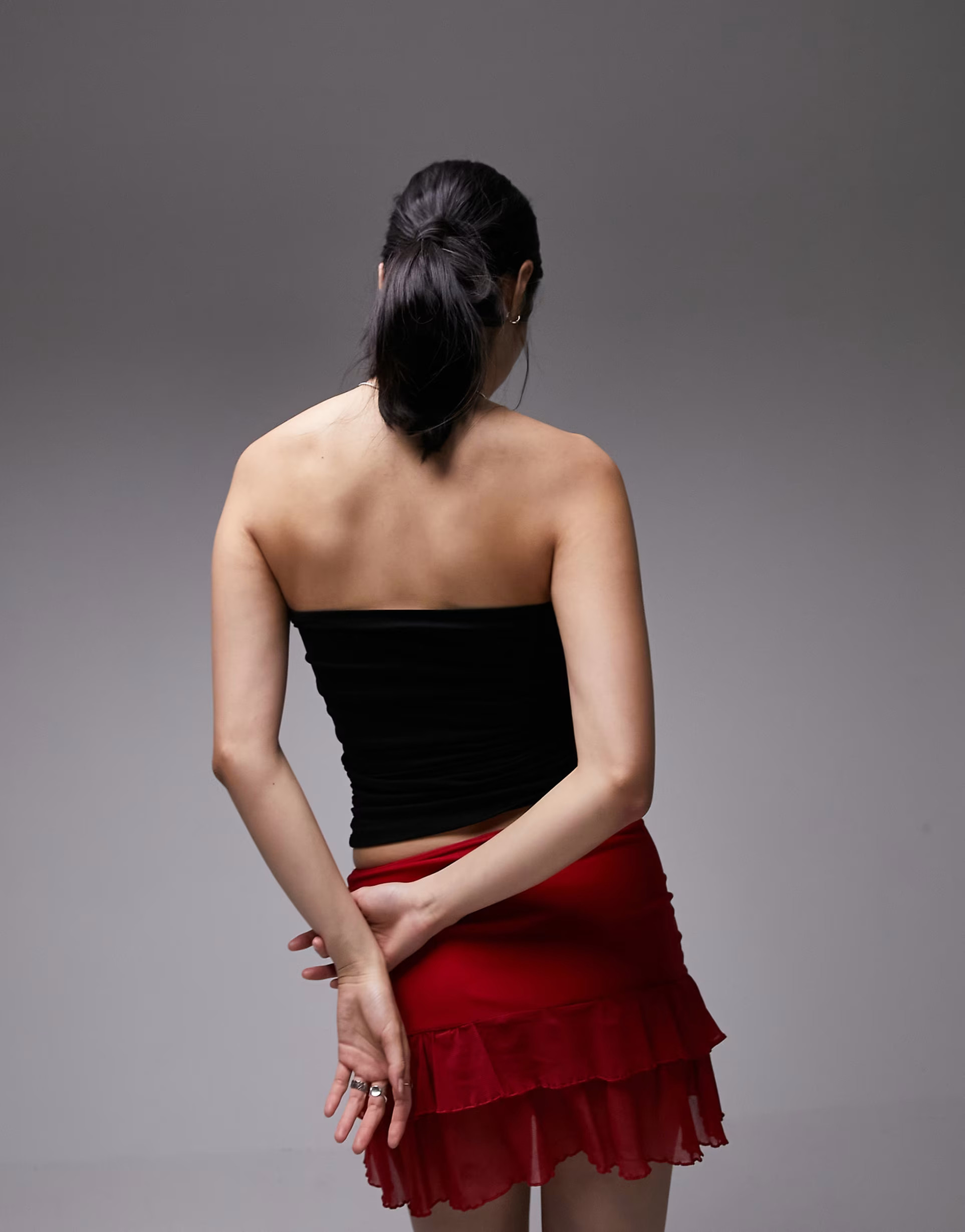 Topshop ruched side bandeau top in black | ASOS (Global)