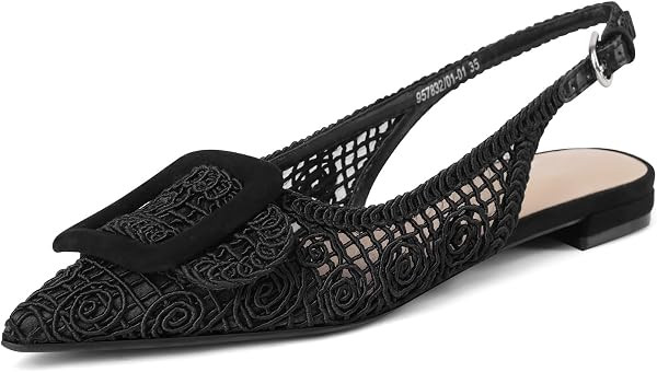 USIMAD Women's Woven Mesh Slingback Flats Pointed Toe Dress Shoes | Amazon (US)