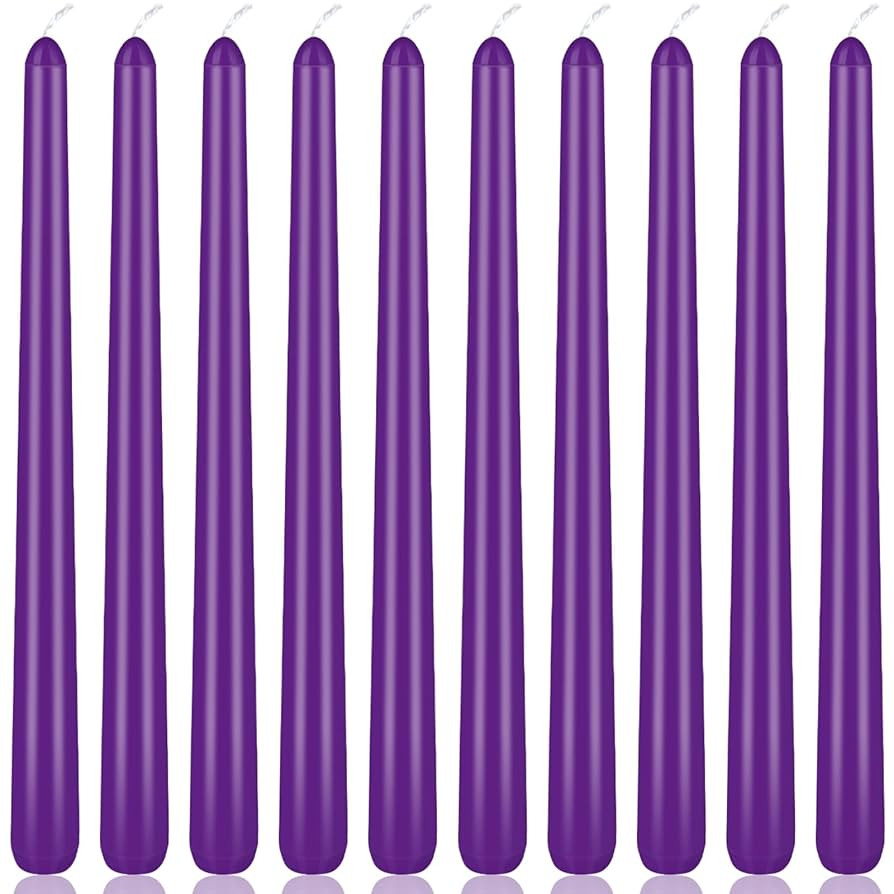 10 Inch Purple Taper Candles, 10 Pack Unscented Candlesticks for Dinner Wedding Christmas Seasona... | Amazon (US)