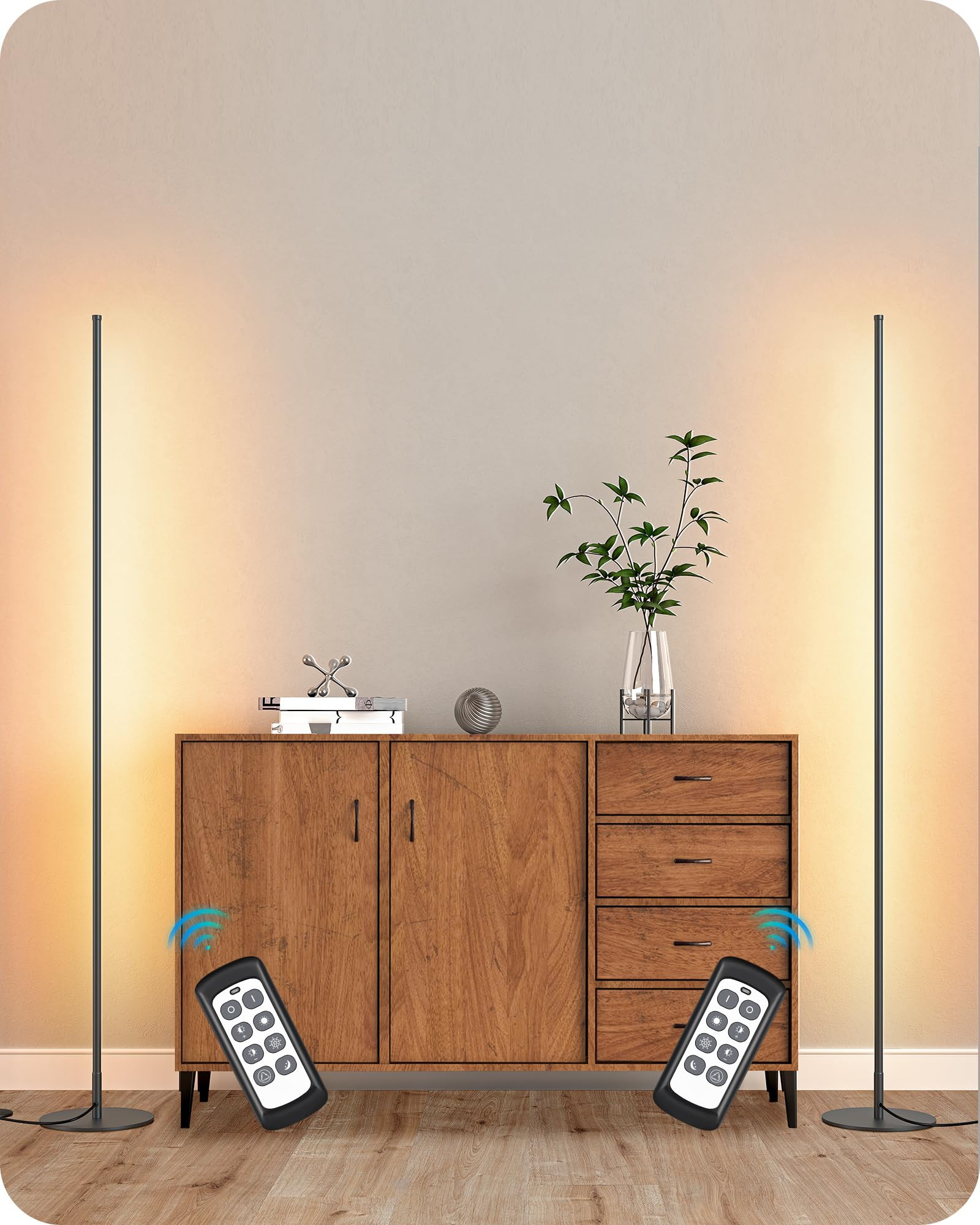 EDISHINE LED Corner Lamp, Set of 2 Minimalist Dimmable Tall Light with Remote, 57.5" Floor Lamps ... | Amazon (US)