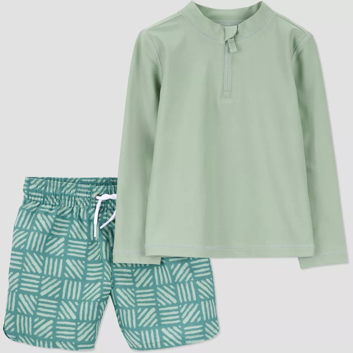 Carter's Just One You® Toddler Boys' Long Sleeve Solid Rash Guard and Trunk Set - Green | Target