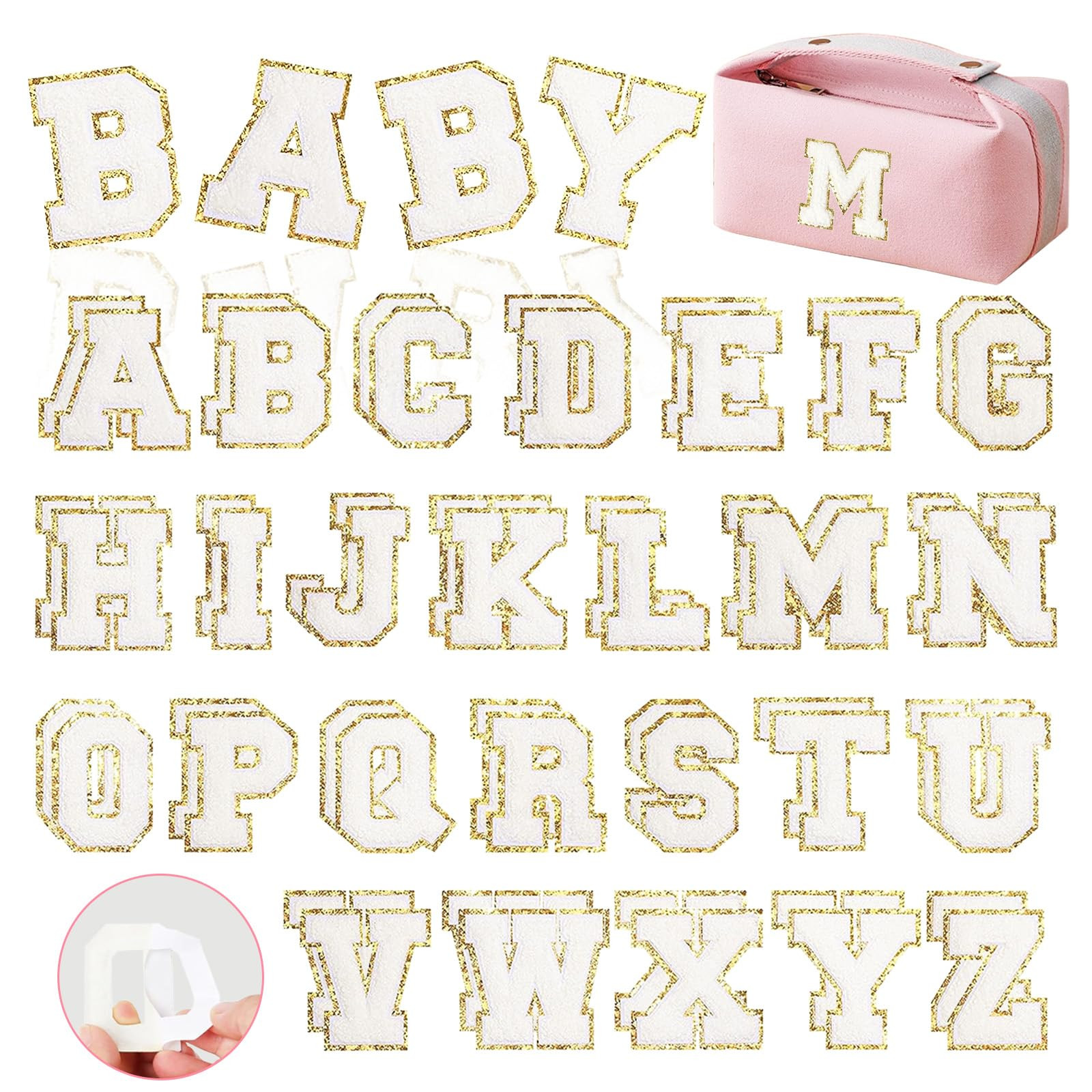 Self-Adhesive Chenille Letters Patches, 52PCS White Letter Stickers on Patches Varsity Letter Pat... | Amazon (US)