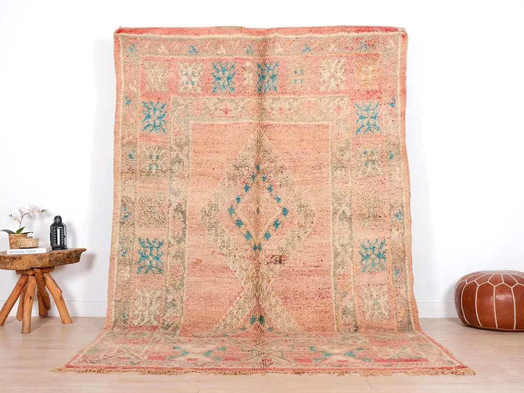 Vintage Moroccan Rug, Pink Boujaad Rug 6x9 Ft - Etsy | Etsy (US)