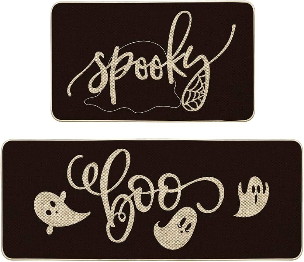 Artoid Mode Spooky Spider Web Ghosts Boo Decorative Kitchen Mats Set of 2, Seasonal Halloween Hol... | Amazon (US)