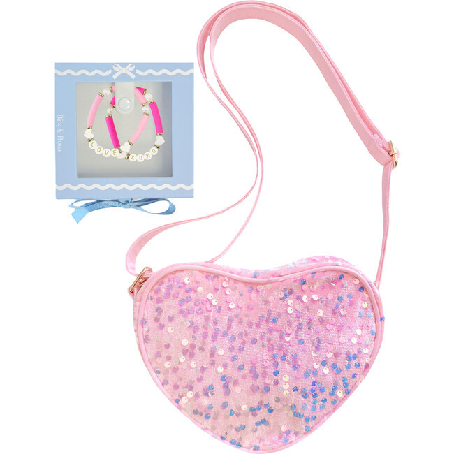 Sparkle Purse and Love Bracelet Bundle, Pink | Maisonette