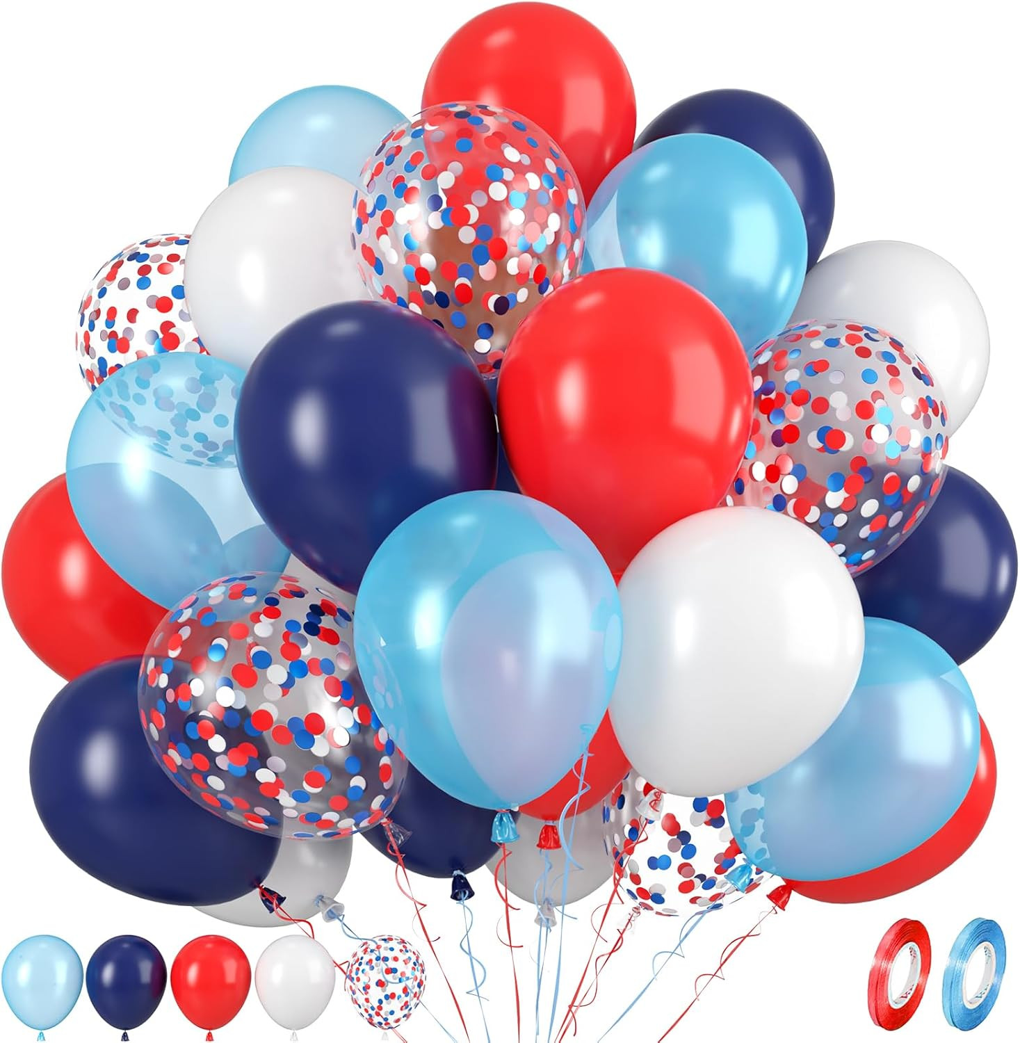 Red and Blue Balloons, 50pcs 12 Inch Navy Pearl Light Latex Balloon Confetti for Birthday Britain... | Amazon (US)