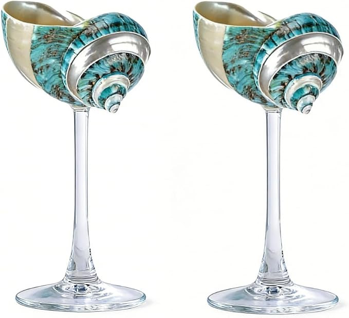 2Pcs Seashell Wine Glasses Wedding Wine Glasses Conch Goblet Martini Cocktail Glass Cup for Birth... | Amazon (US)