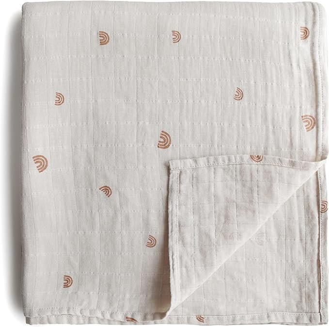 mushie Muslin Baby Swaddle Blanket | 100% Organic Cotton (Rainbows) | Amazon (US)