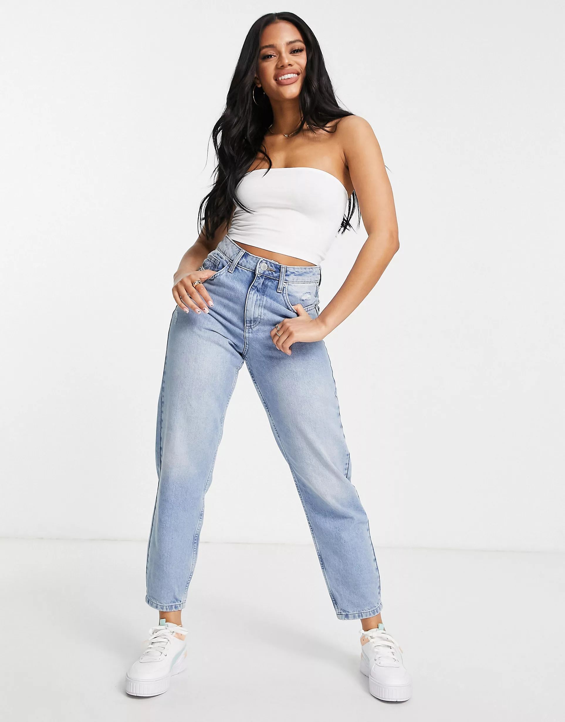 ASOS DESIGN ultimate bandeau crop top in cotton in white - WHITE | ASOS (Global)
