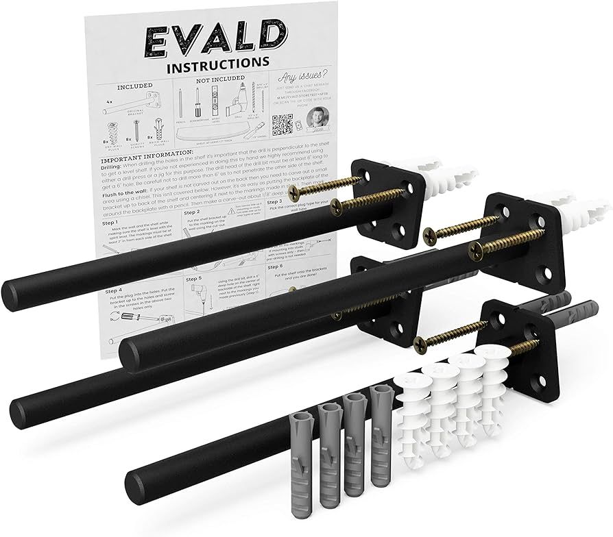 EVALD The Improved Floating Shelf Bracket | Heavy Duty Floating Shelf Hardware | 4X Floating Shel... | Amazon (US)