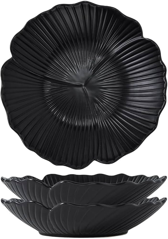 Jusalpha Set of 3-Japanese Style Flower Petal Shaped Porcelain Dinner Plates, Versatile Circular ... | Amazon (US)