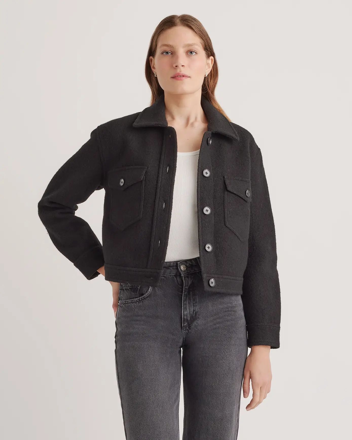 100% Merino Wool Cropped Shirt Jacket | Quince