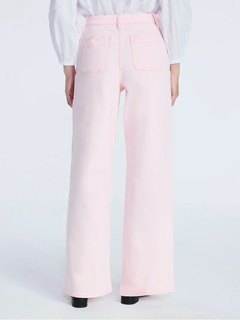 Free Assembly Women's and Women's Plus Wide Leg Jeans with Patch Pockets, 30", 32", and 34" Insea... | Walmart (US)