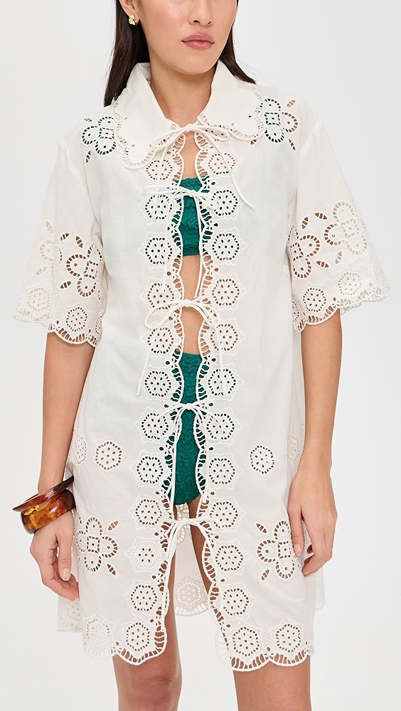 Babette Eyelet Tie Front Swim Coverup | Shopbop