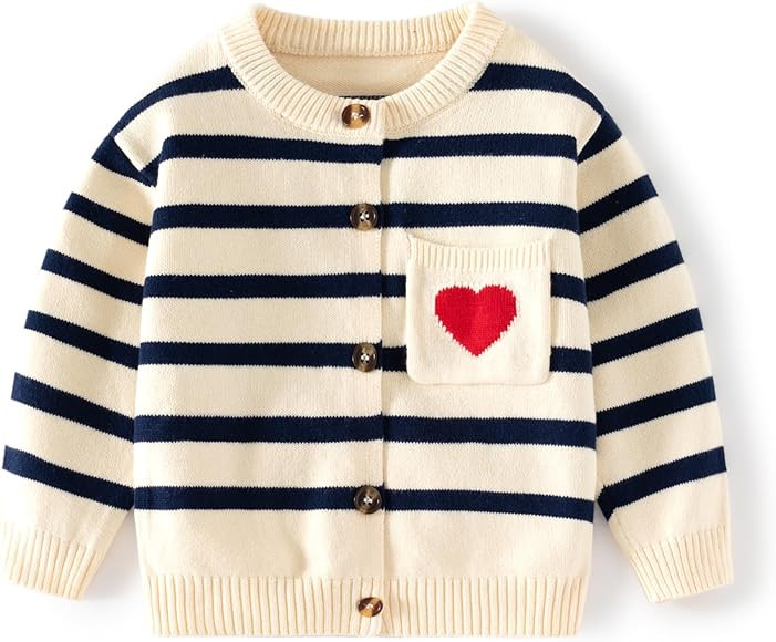 HSTiSan Baby Girl Knit Sweater Cardigan Infant Toddlers Cotton Crewneck Pullover Sweater Long Sle... | Amazon (CA)