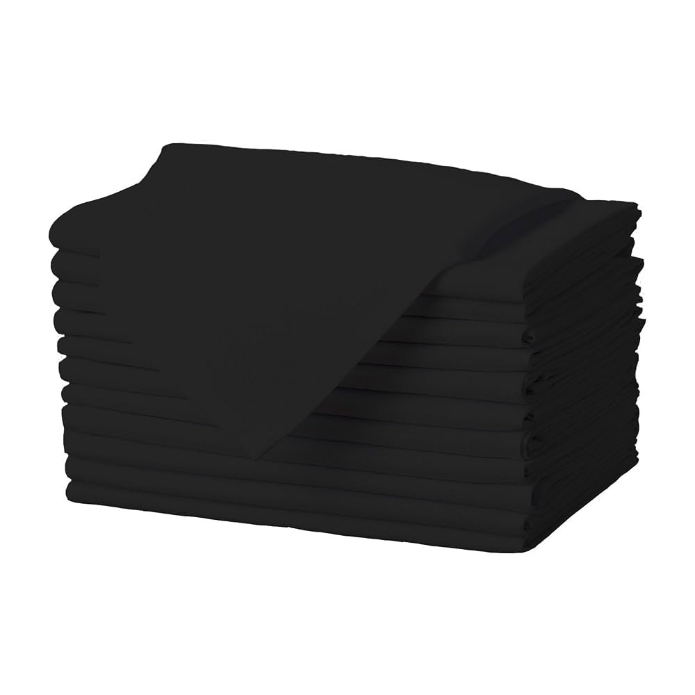 Gee Di Moda Cloth Napkins - 17 x 17 Inch Black Dinner Napkins - Set of 12 Soft & Absorbent Washab... | Amazon (US)