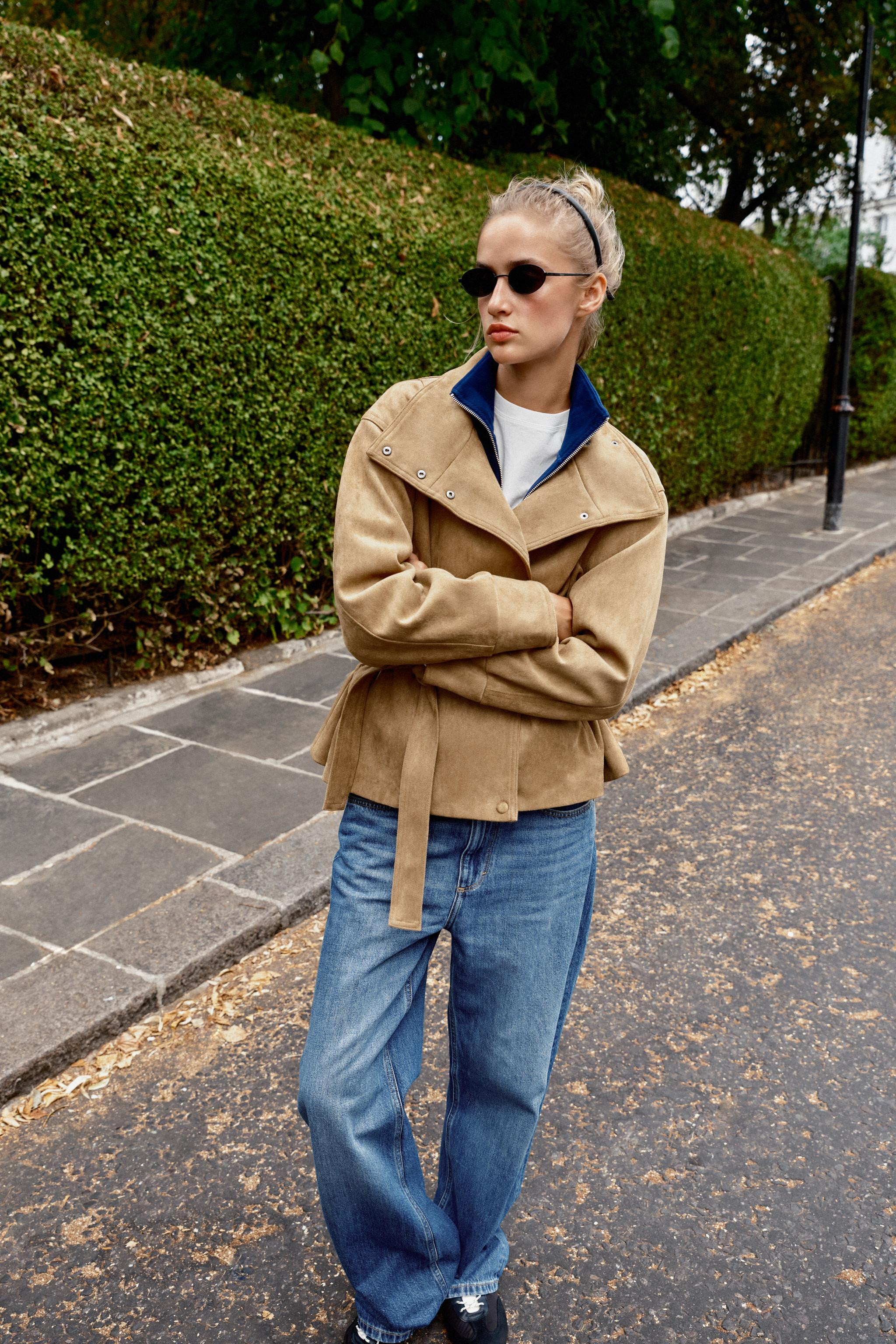 FAUX SUEDE BELTED JACKET | Zara Canada
