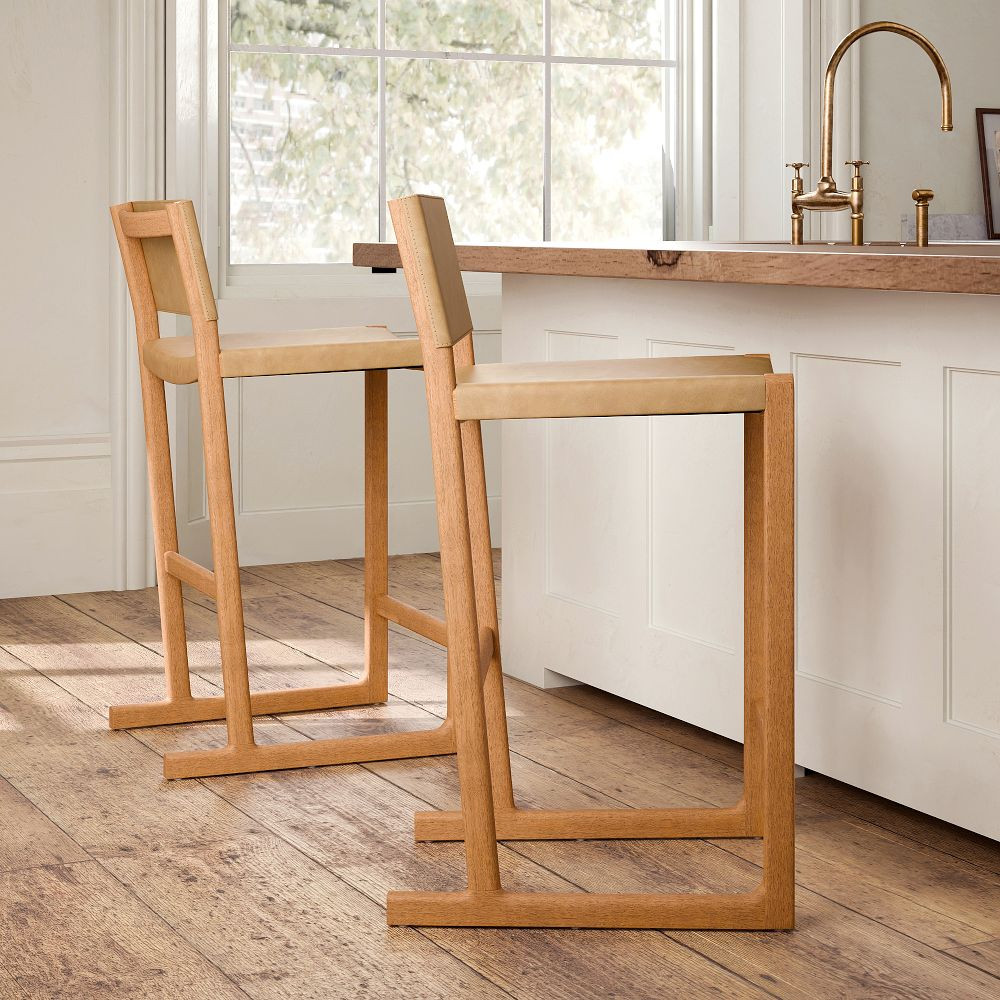 Clyde Leather Counter Stool | West Elm (US)