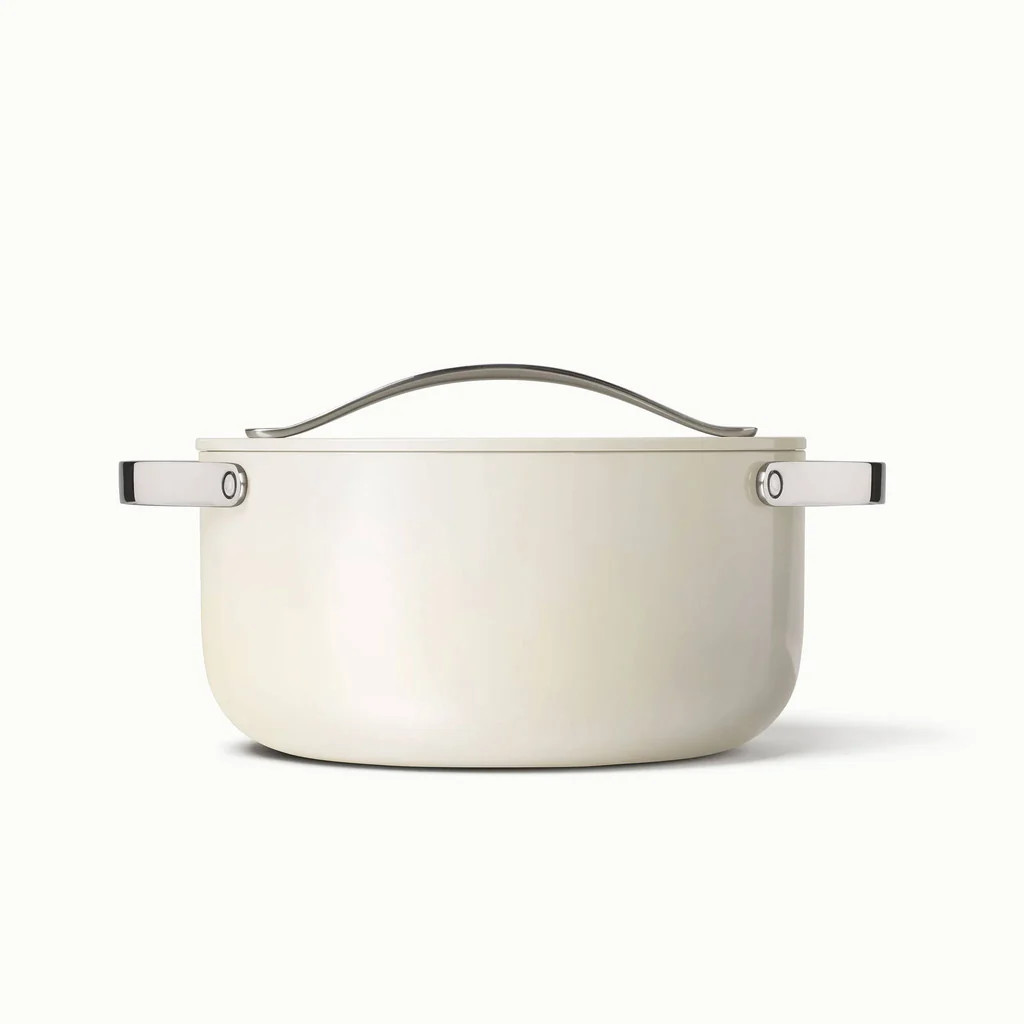 Caraway 6.5qt Dutch Oven With Lid Cream: Ceramic Nonstick Cookware, Stainless Steel Handle, Aluminum Lid | REBEL (formerly Rebelstork)