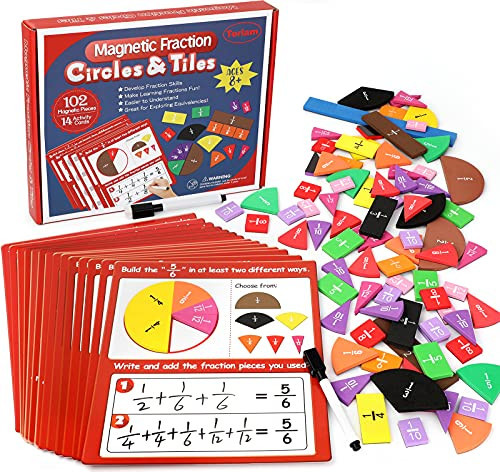 Torlam Magnetic Fraction Tiles & Fraction Circles Activity Set - Math Manipulatives for Elementary School - Fraction Magnets & Resources - Fraction Strips & Bars | Amazon (US)