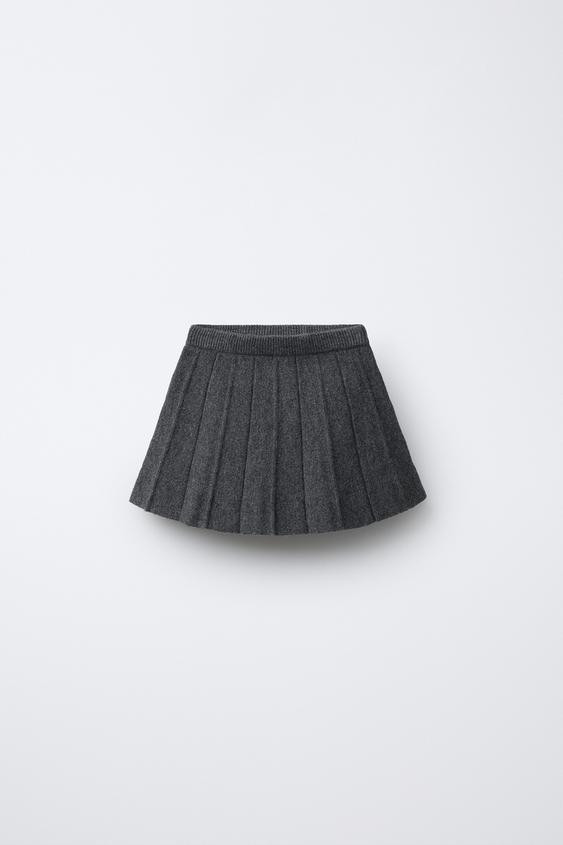 WOOL BLEND KNIT SKIRT WITH BOX PLEATS | Zara US