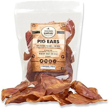 100% Natural Whole Pig Ear Dog Treat, Brutus & Barnaby's Healthy, Pure Pork Ear is Easily Digesti... | Amazon (US)