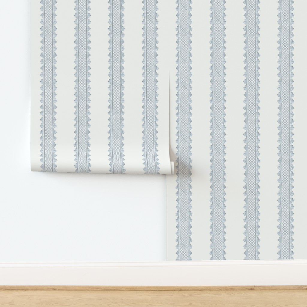 Smaller Clarabelle Quiet blue on Cream copy 2 Wallpaper bydanika_herrick | Spoonflower