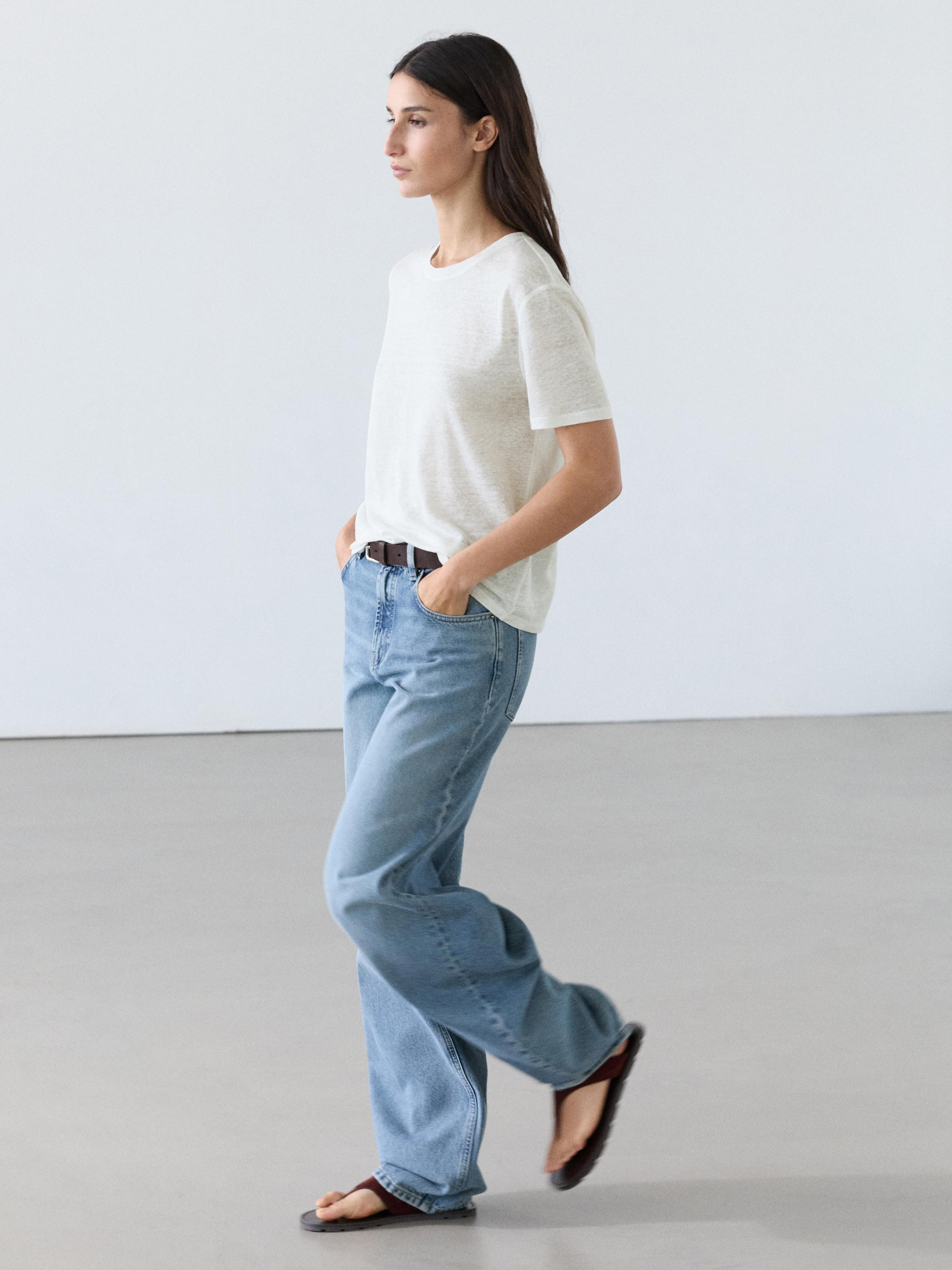 Linen short sleeve T-shirt | Massimo Dutti UK