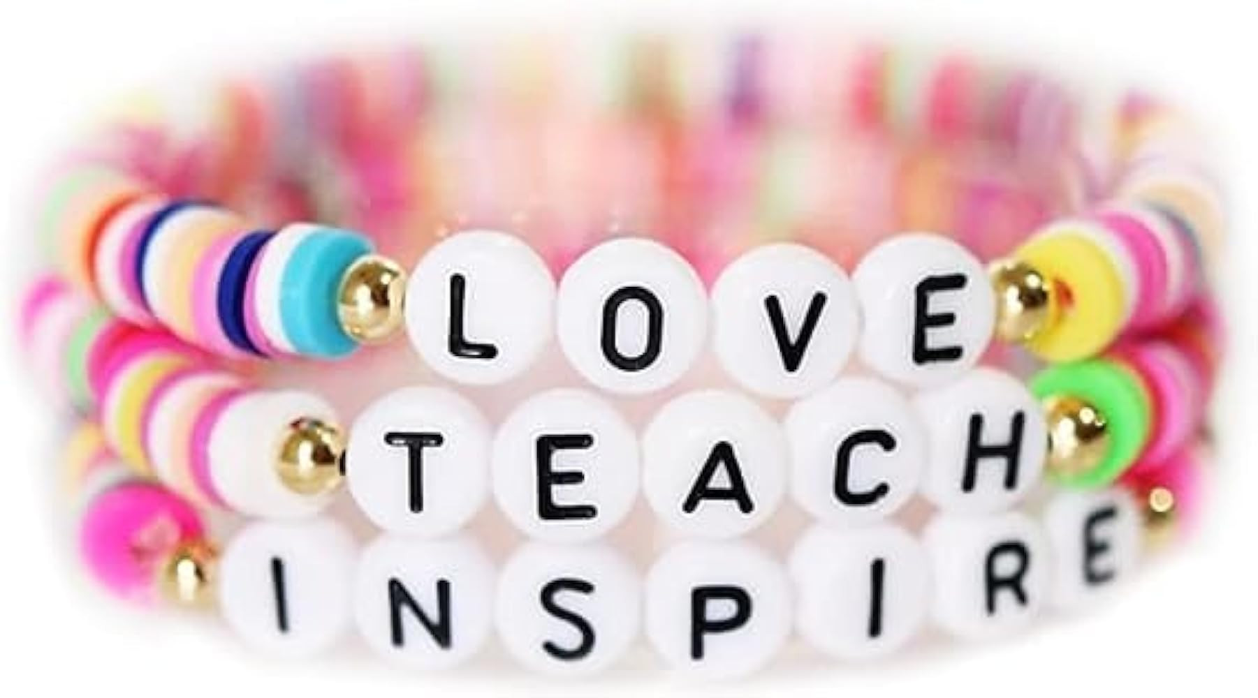 tenghong2021 Unique Handmade Teacher Appreciation Bracelets Adjustable Stackable Colorful Solf Cl... | Amazon (US)