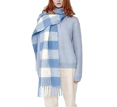 OUNIYA Large Chunky Plaid Scarf Checked Colorful Oversized Scarves Soft Big Cashmere Wool Thick W... | Amazon (US)