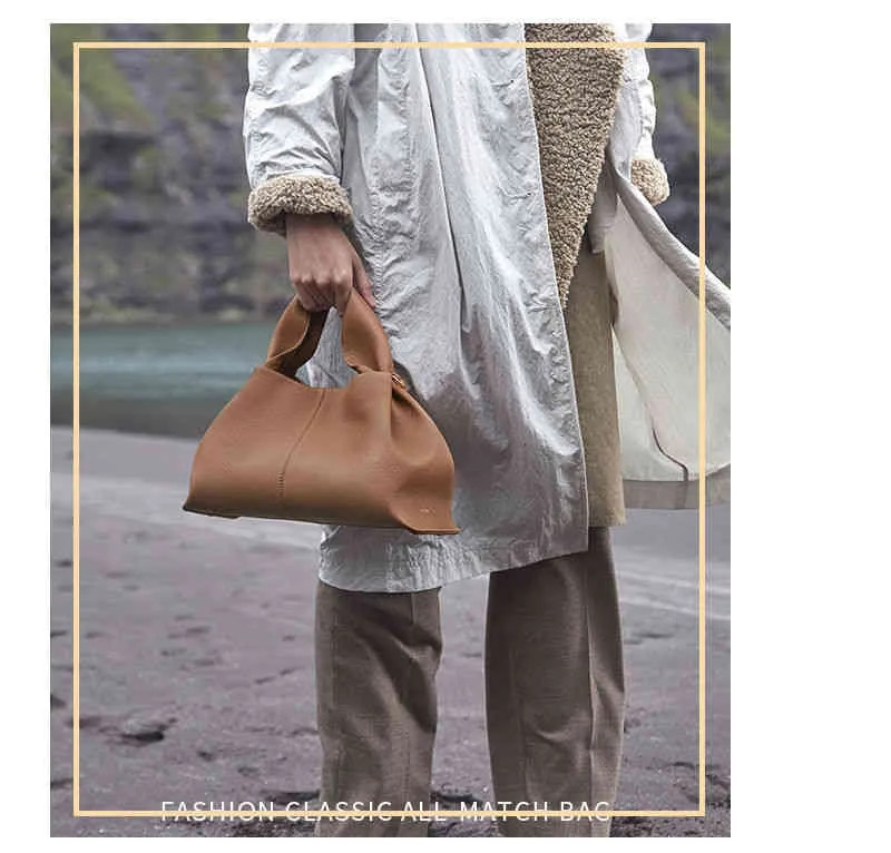 Polene Bag Layer Cowhide Womens French Brand Minority Design Cloud Portable Dumpling Poleno From ... | DHGate