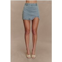 Alessia Embroidered Denim Mini Skirt / Light Vintage | MESHKI | L | MESHKI US