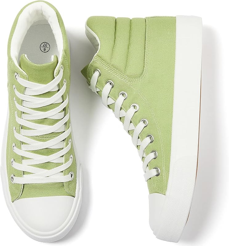 POVOGER High Top Sneakers for Women White Womens High Tops Canvas Shoes Black Fashion Sneakers Ca... | Amazon (US)