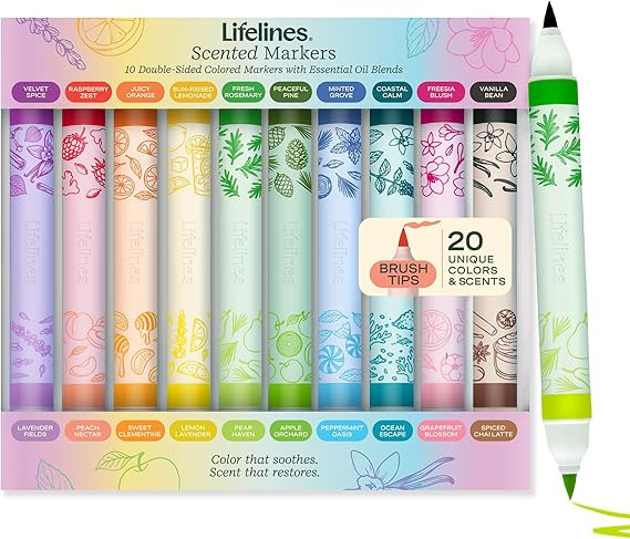 Lifelines Scented Colored Markers, 10 Double-Sided Markers with 20 Colors & Scents - Color Marker... | Amazon (US)
