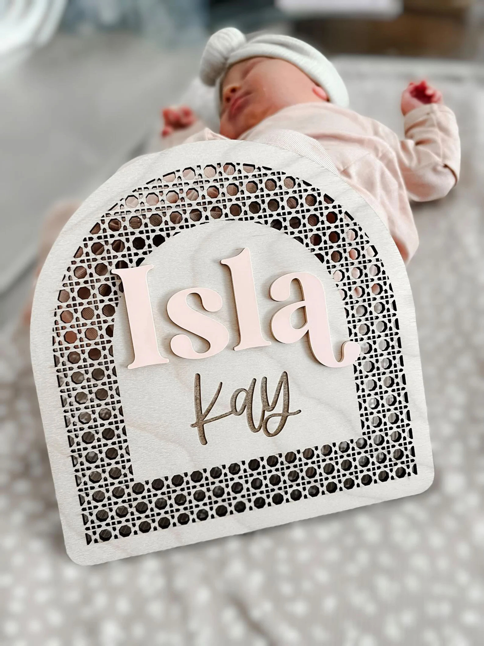 Baby Birth Announcement Sign, Boho Baby Arch Name Sign, Boho Birth Announcement, Rattan Name Sign... | Etsy (US)