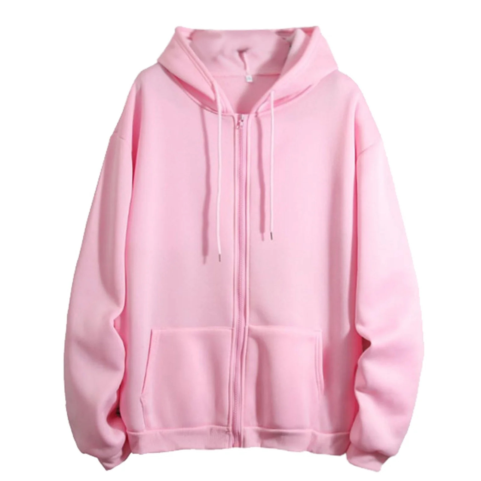 Cathalem Women's Winter Fleece Lined Hoodie - Solid Color Zip Up Long Sleeve Sweatshirt with Pock... | Walmart (US)