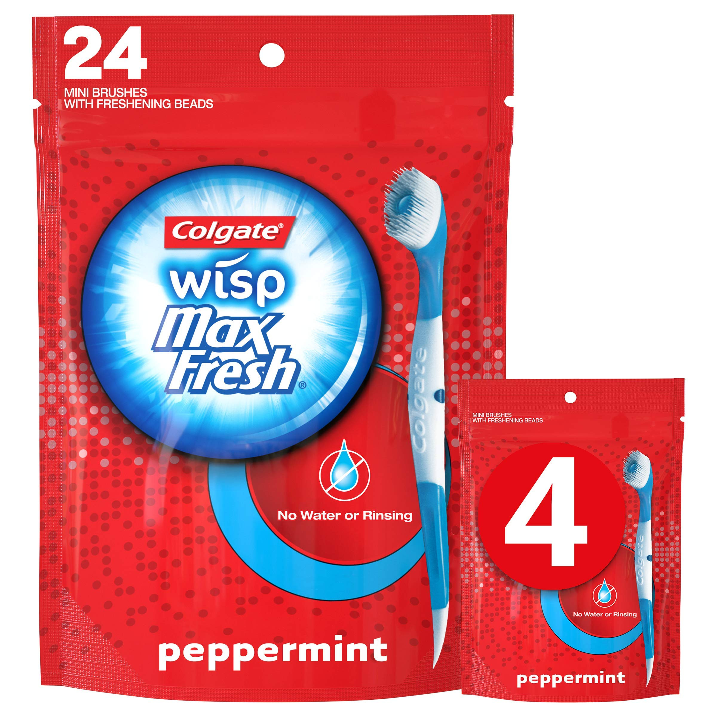 Colgate Max Fresh Wisp Disposable Mini Travel Toothbrushes, Peppermint - 24 Count (4 Pack) | Amazon (US)