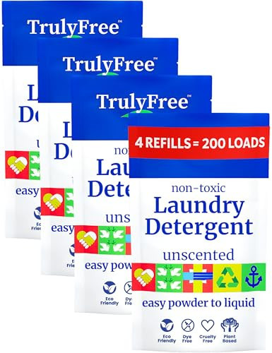 Truly Free Natural Laundry Detergent - Refill Only, Unscented, 200 Loads | Amazon (US)