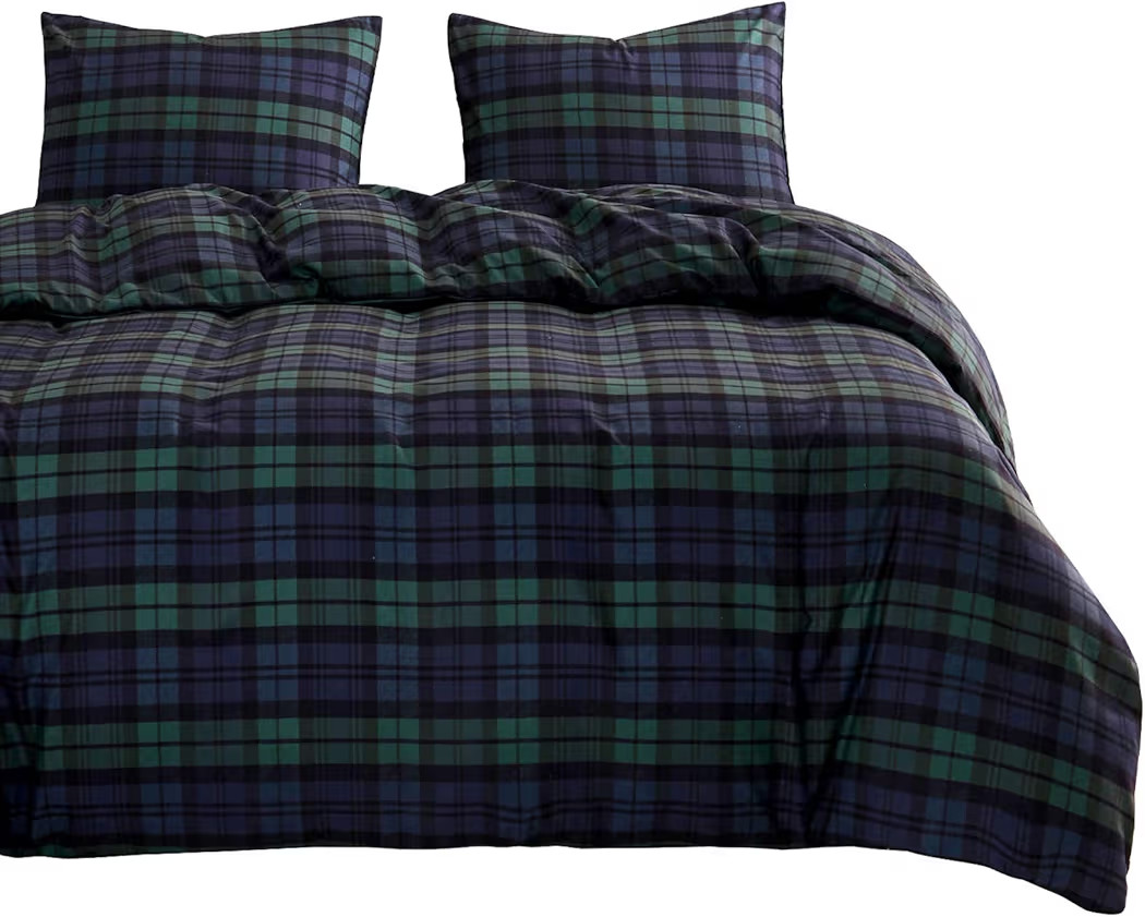 Wake In Cloud Plaid Comforter Set Scottish Tartan Check Geometric Modern Pattern 3 Pieces Dark Gr... | Amazon (US)