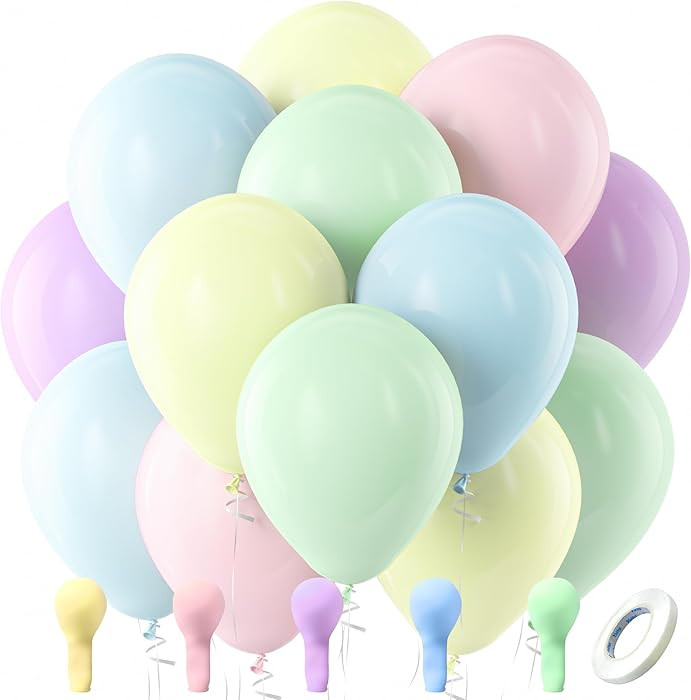 Pastel Balloons Latex Party Balloons, 100 Pack 12 inch Round Helium Multicolor Macaron Balloons f... | Amazon (US)