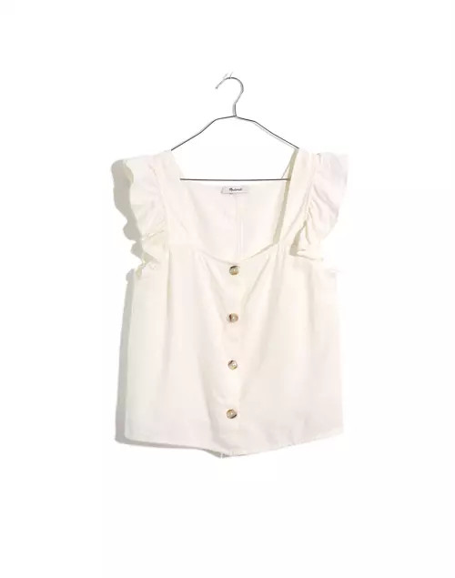 Linen-Blend Ruffle-Strap Button-Up Tank Top | Madewell