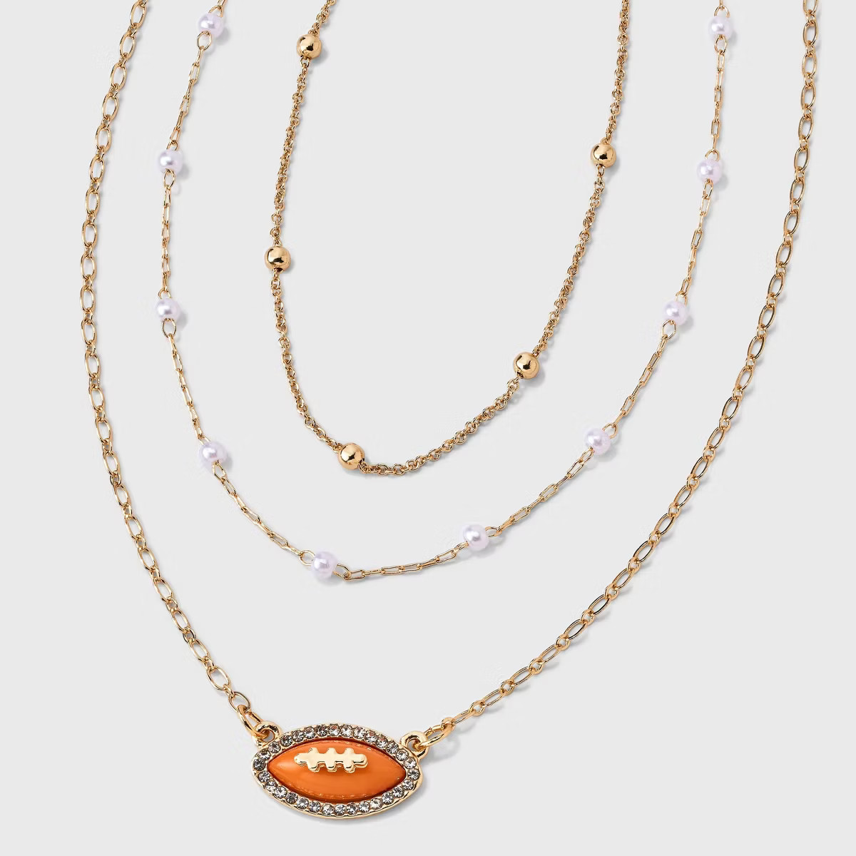 Game Day Football Pendant Necklace Set 3pc - Wild Fable™ Gold | Target