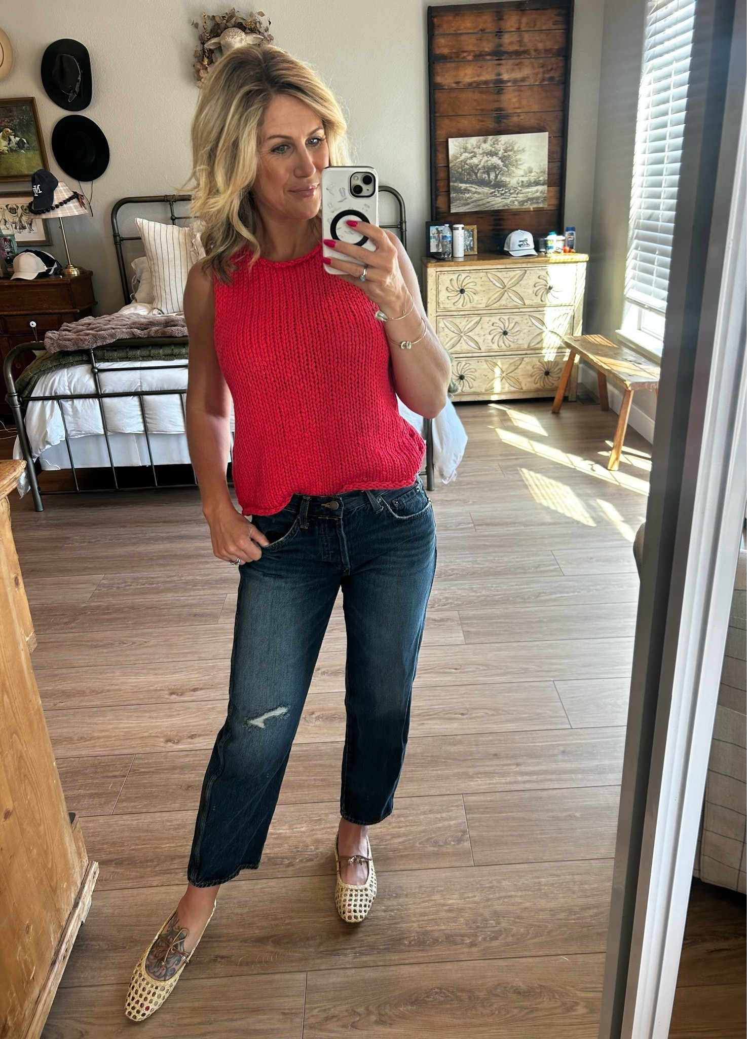 Grad party chaperone 🌶️ Loving this new Free People Opal Knot top on XS. I find FP tops run bigger so I always size down. Paired with these Target boyfriend jeans in a 27 for a looser fit and my fav Sam Edelman flats.

#LTKgrwm #LTKmomlife #LTKootd