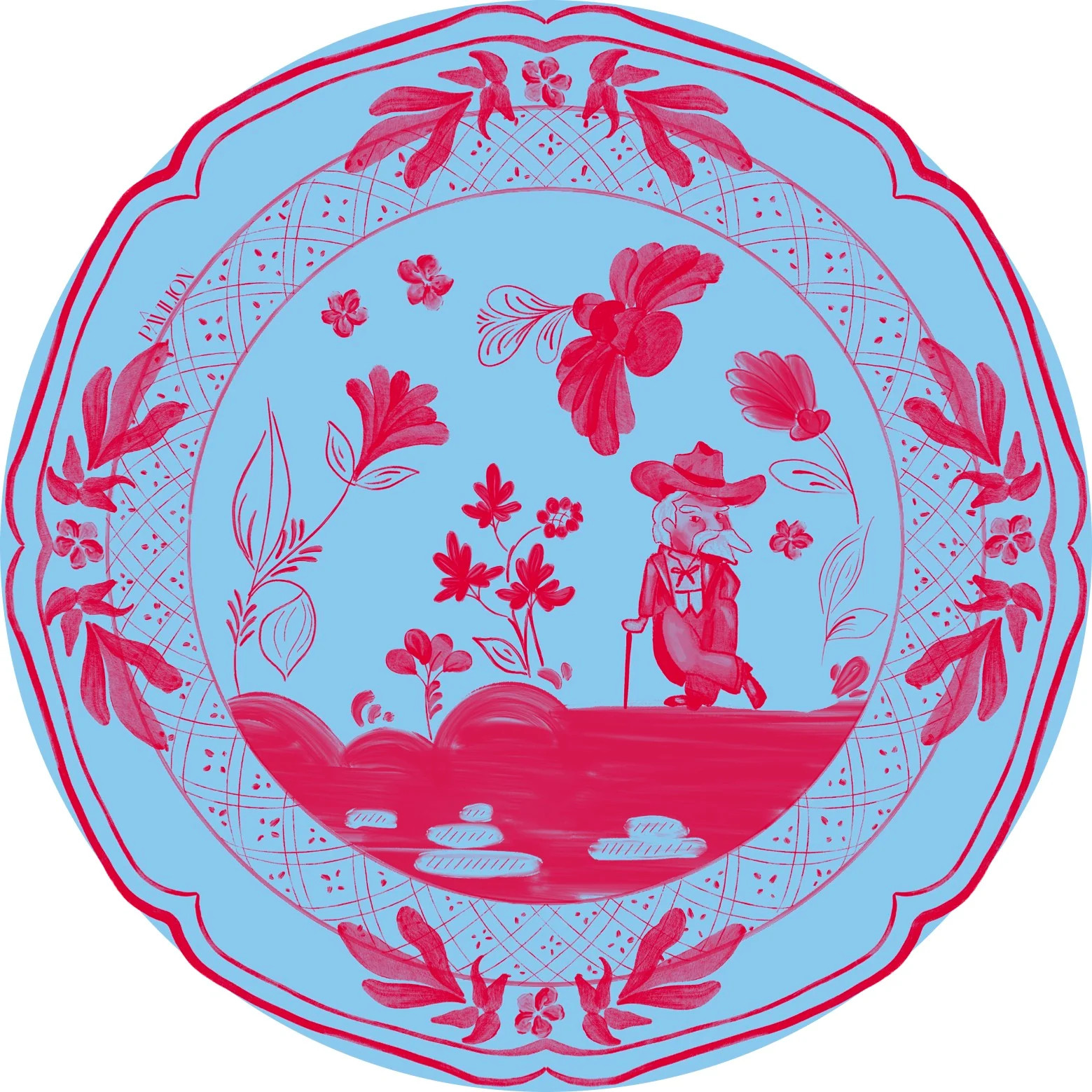 Oxford Rebel Blue and Red Dessert Collegiate Paper Plates - 8 Pack | Pavilion Paper