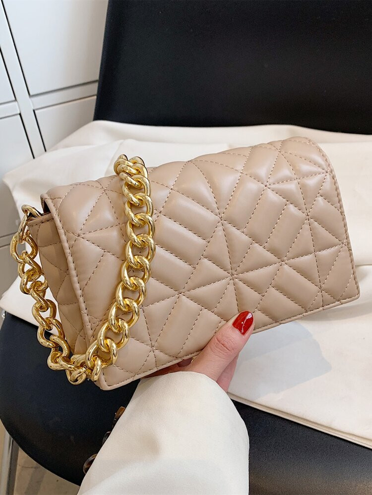 Gesteppte Schultertasche mit Kette und Klappe | SHEIN