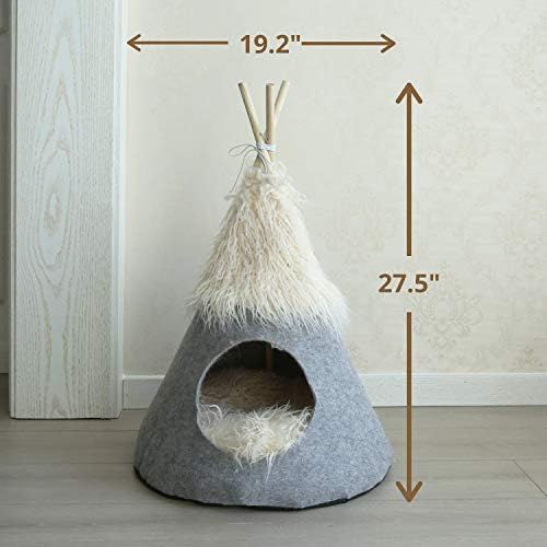 PetnPurr Pet Teepee Tent with Super Plushy Self-Warming Cushion - Cozy Private Cat Cave, Small Dog B | Amazon (US)
