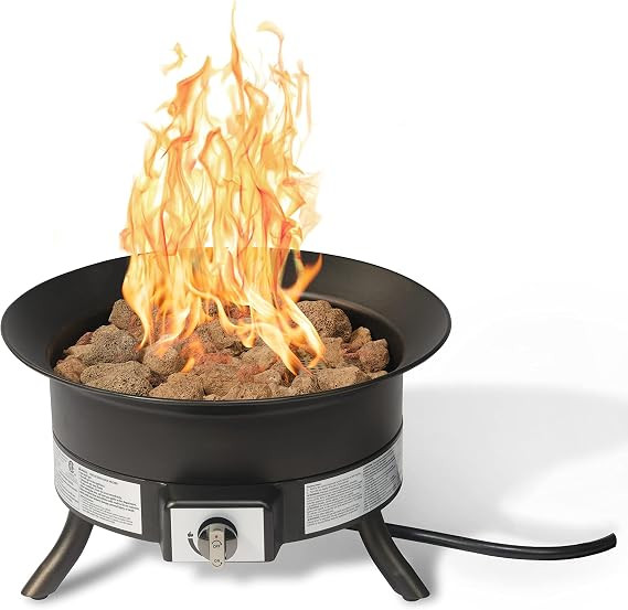 Amazon Basics Portable Propane Fire Pit, 19 inch Round Gas for Patio, 55,000 BTU, Carry Strap, He... | Amazon (US)