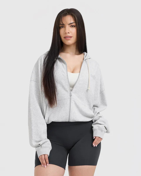Raw Lounge Oversized Zip Hoodie 
 Light Grey Marl | Oner Active (UK / US)