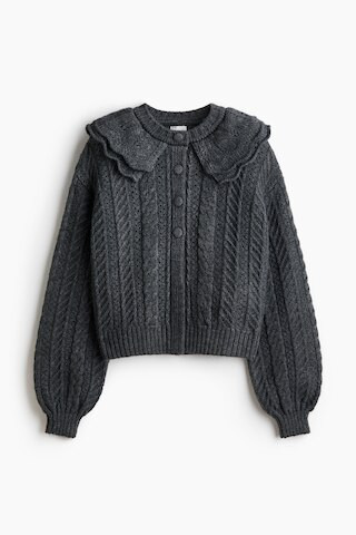 H & M - Cable-Knit Cardigan with Collar - Gray | H&M (US + CA)